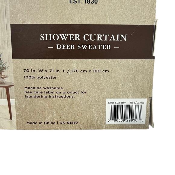 Woolrich Deer Sweater Shower Curtain NWT Sz 70in x 71in Red Cabin Outdoors - Picture 4 of 4